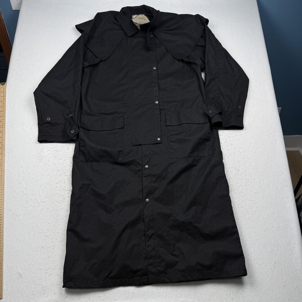 Sydney Oilskin Clothing Co Coat Mens Large Black Canvas Duster Outdoor 210MO